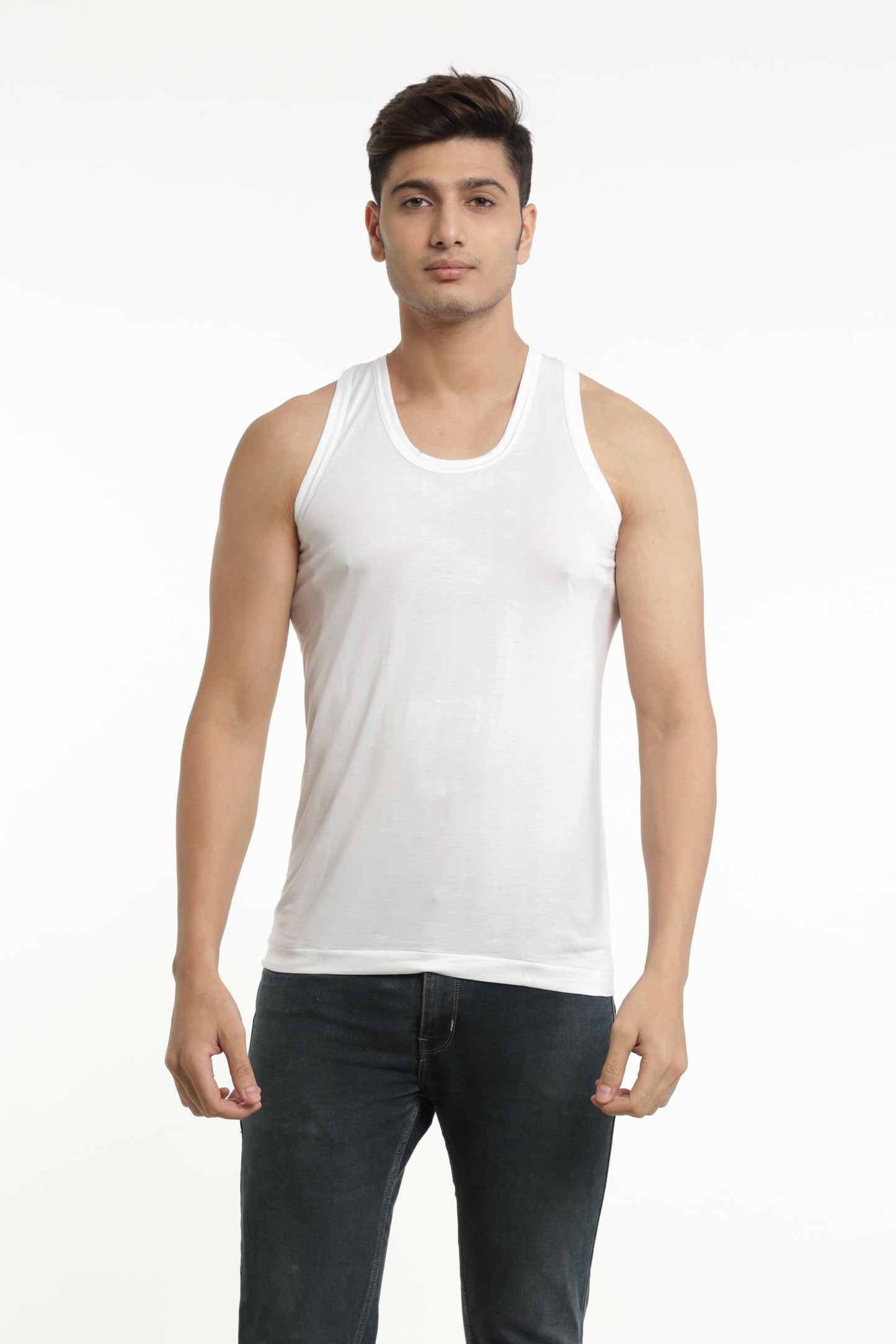 Digsel Men Premium White Tencel Vest