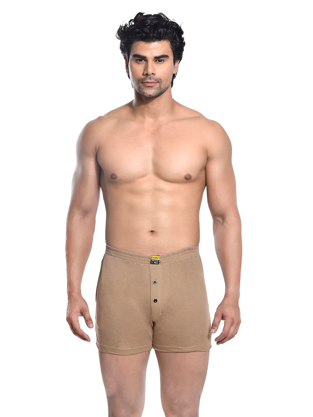 Men Colour Knitted Boxer BOSEO Beige