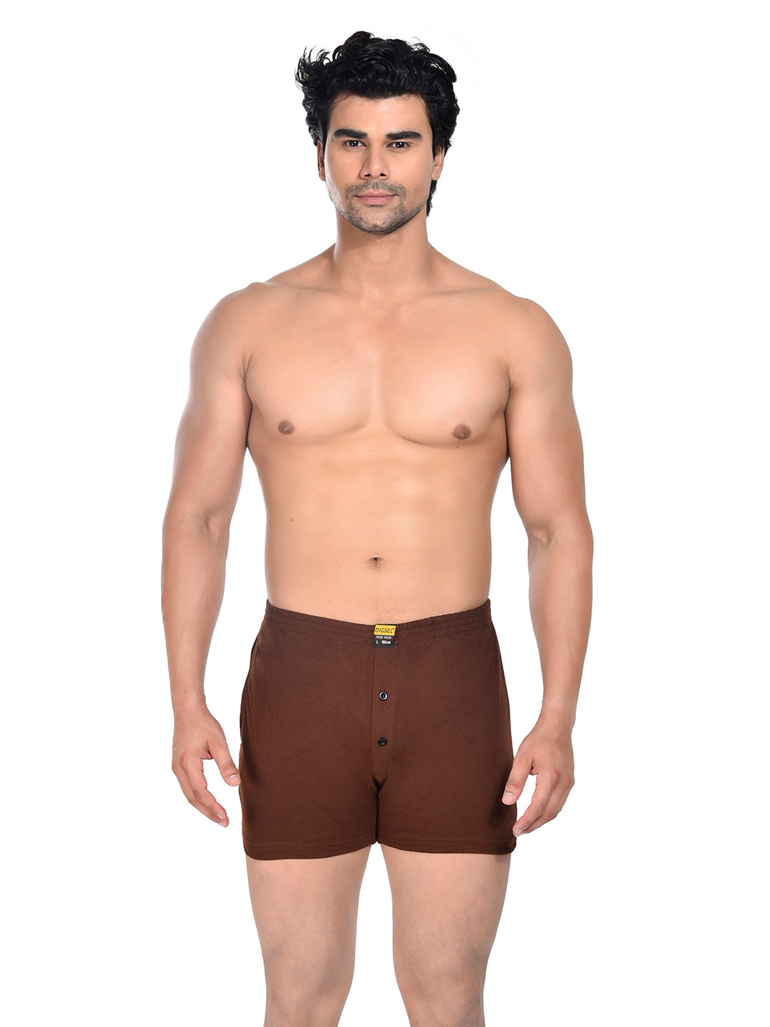 Men Colour Knitted Boxer BOSEO Brown