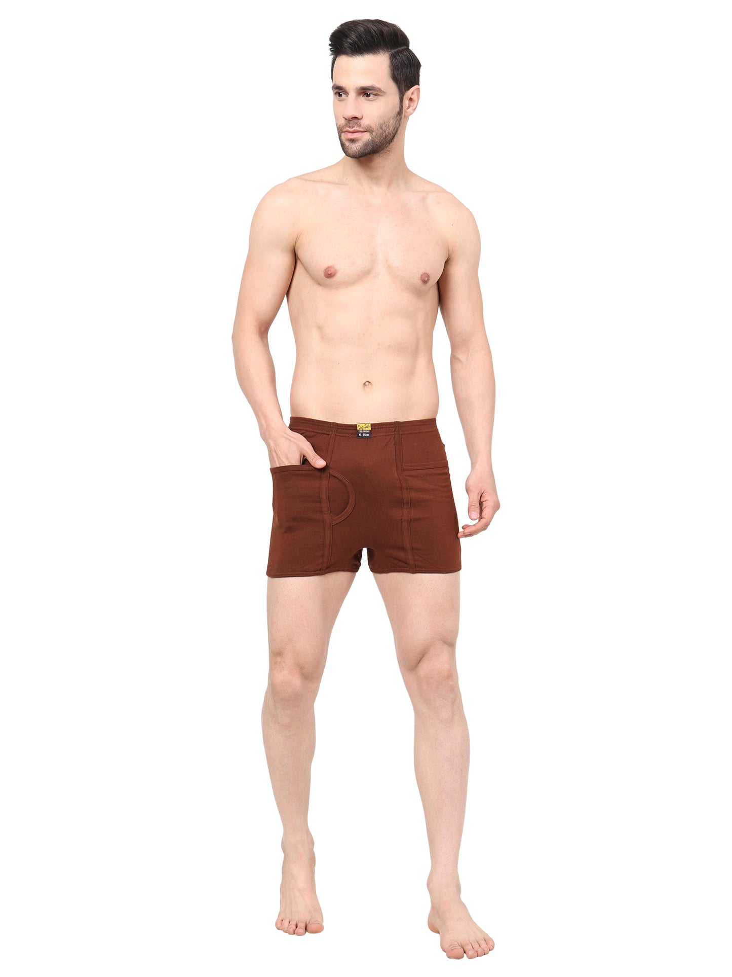 Men 100% Cotton Inner Elastic Pocket Trunk Maroon Brother IE Pack of 2