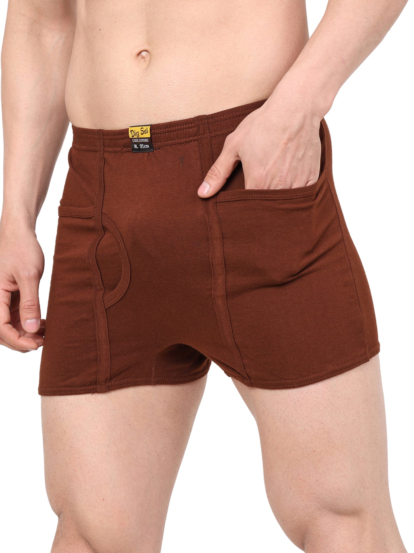 Men 100% Cotton Inner Elastic Pocket Trunk Maroon Brother IE Pack of 2