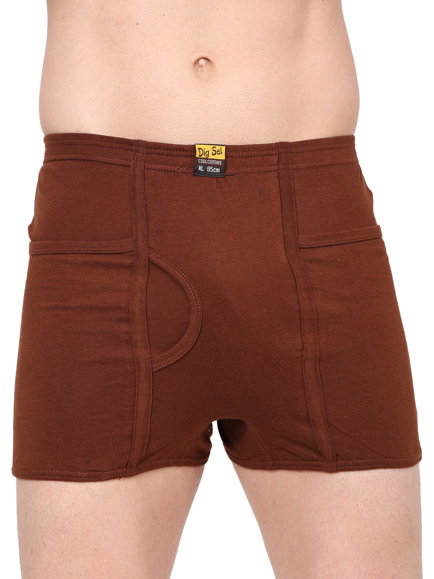 Men 100% Cotton Inner Elastic Pocket Trunk Maroon Brother IE Pack of 2