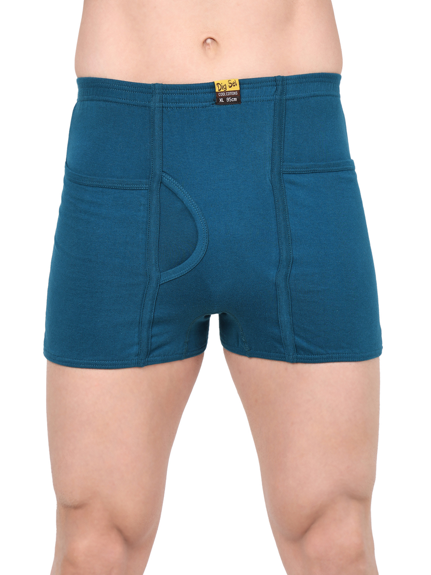 Men 100% Cotton Inner Elastic Pocket Trunk S.Blue Brother IE Pack of 2