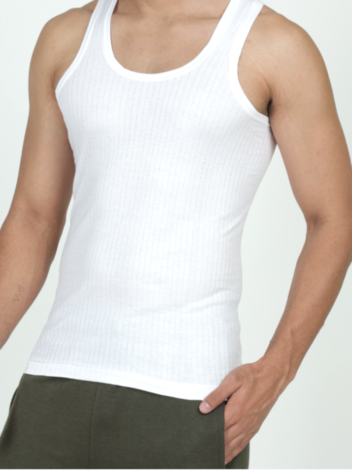 Men 100% Cotton White Vest RN Parker- Pack of 2