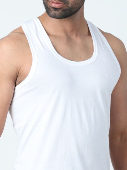 Men 100% Cotton White Vest RN Indigo - Pack of 2