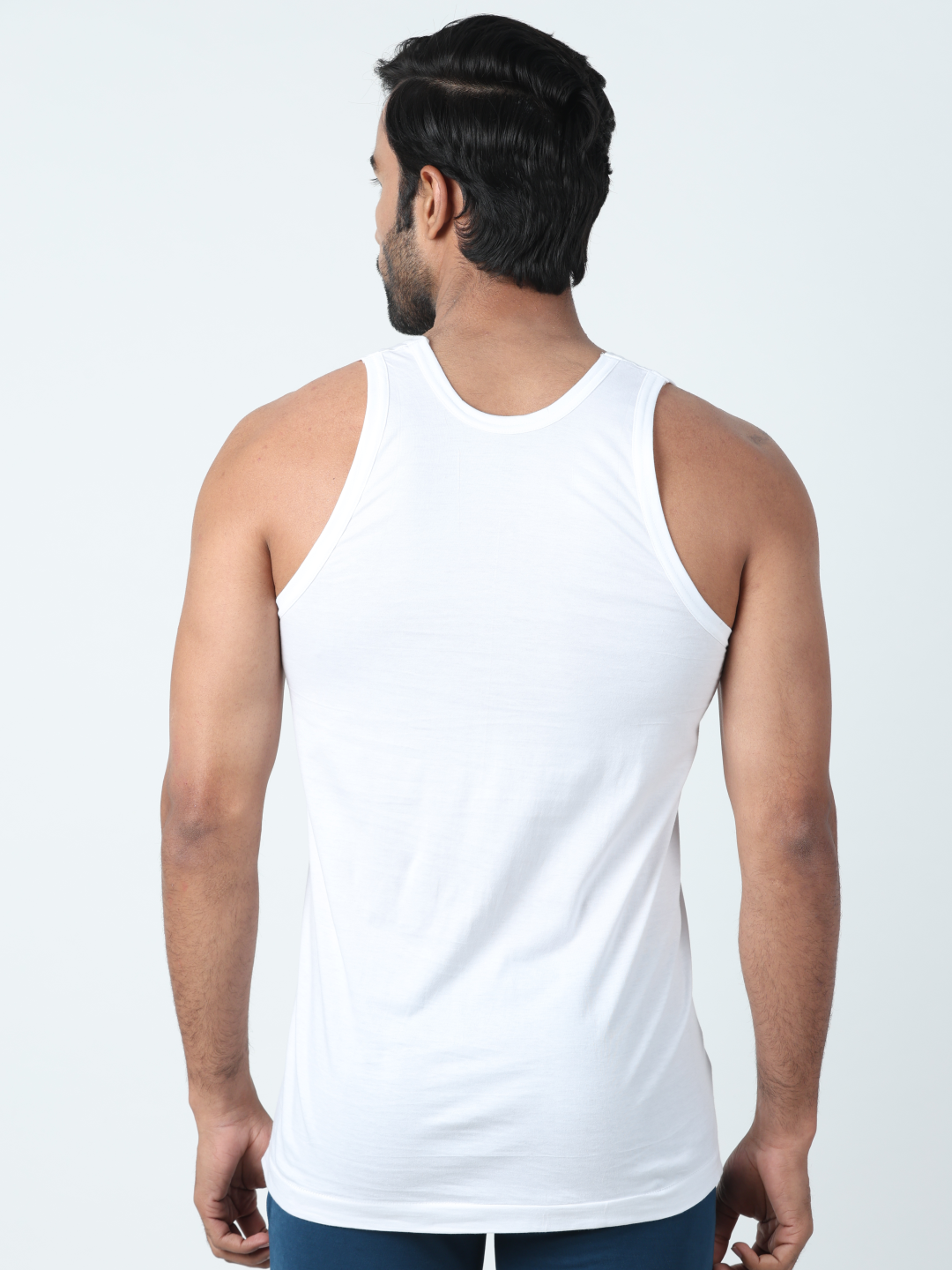 Men 100% Cotton White Vest RN Indigo - Pack of 2
