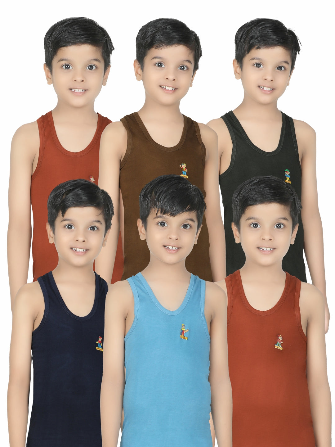Digsel Kids Master RN Assorted color Vest pack of 6