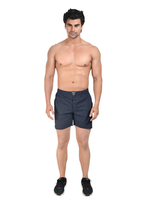 Men Woven Boxer Shorts Navy Diamond