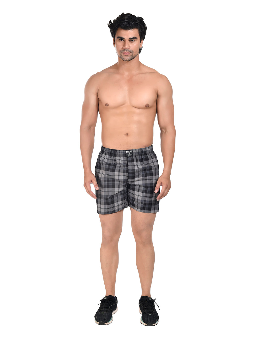 Men Woven Boxer Shorts Black Checked