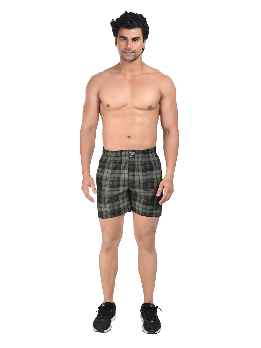 Men Woven Boxer Shorts Green Checked