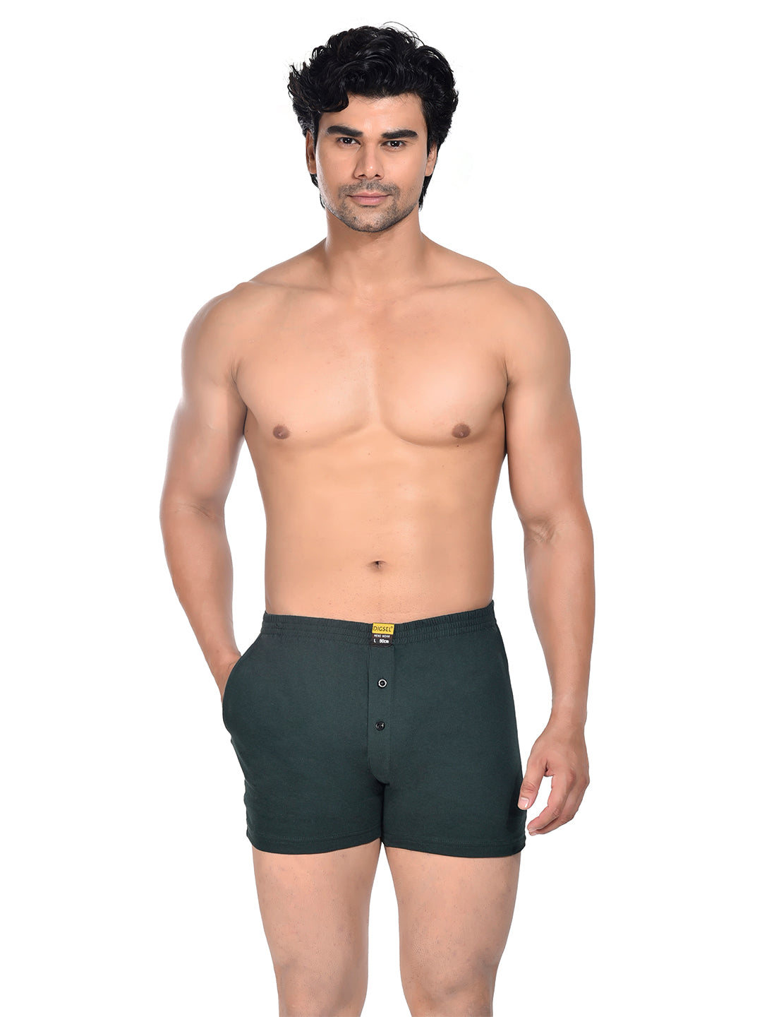 Men Colour Knitted Boxer BOSEO Green