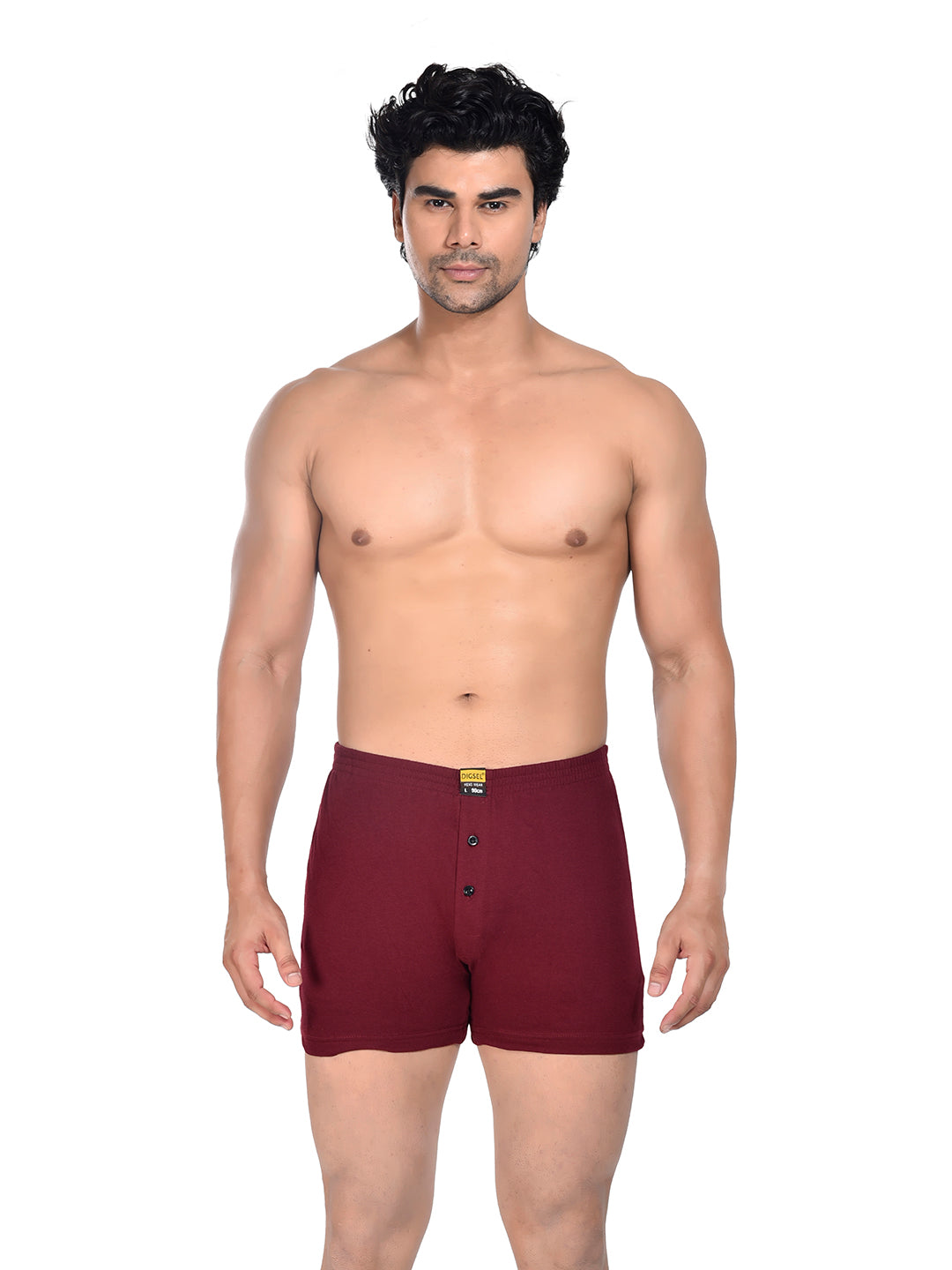 Men Colour Knitted Boxer BOSEO Cherry Red