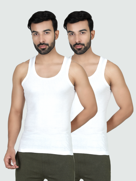 Men 100% Cotton White Vest RN Parker- Pack of 2