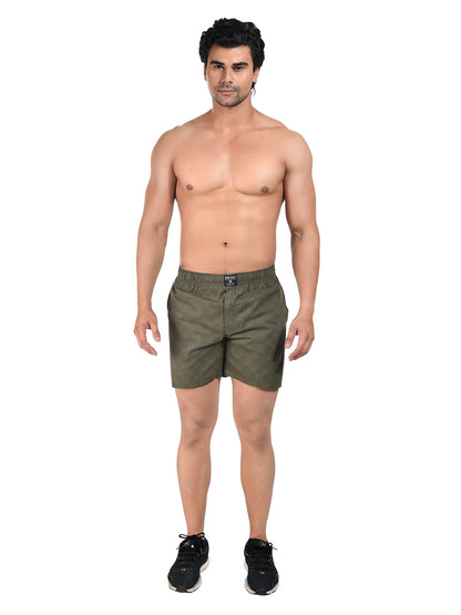 Men Woven Boxer Shorts Green