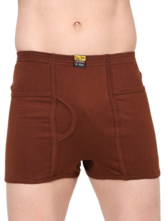 Men 100% Cotton Inner Elastic Pocket Trunk Maroon Brother IE Pack of 2