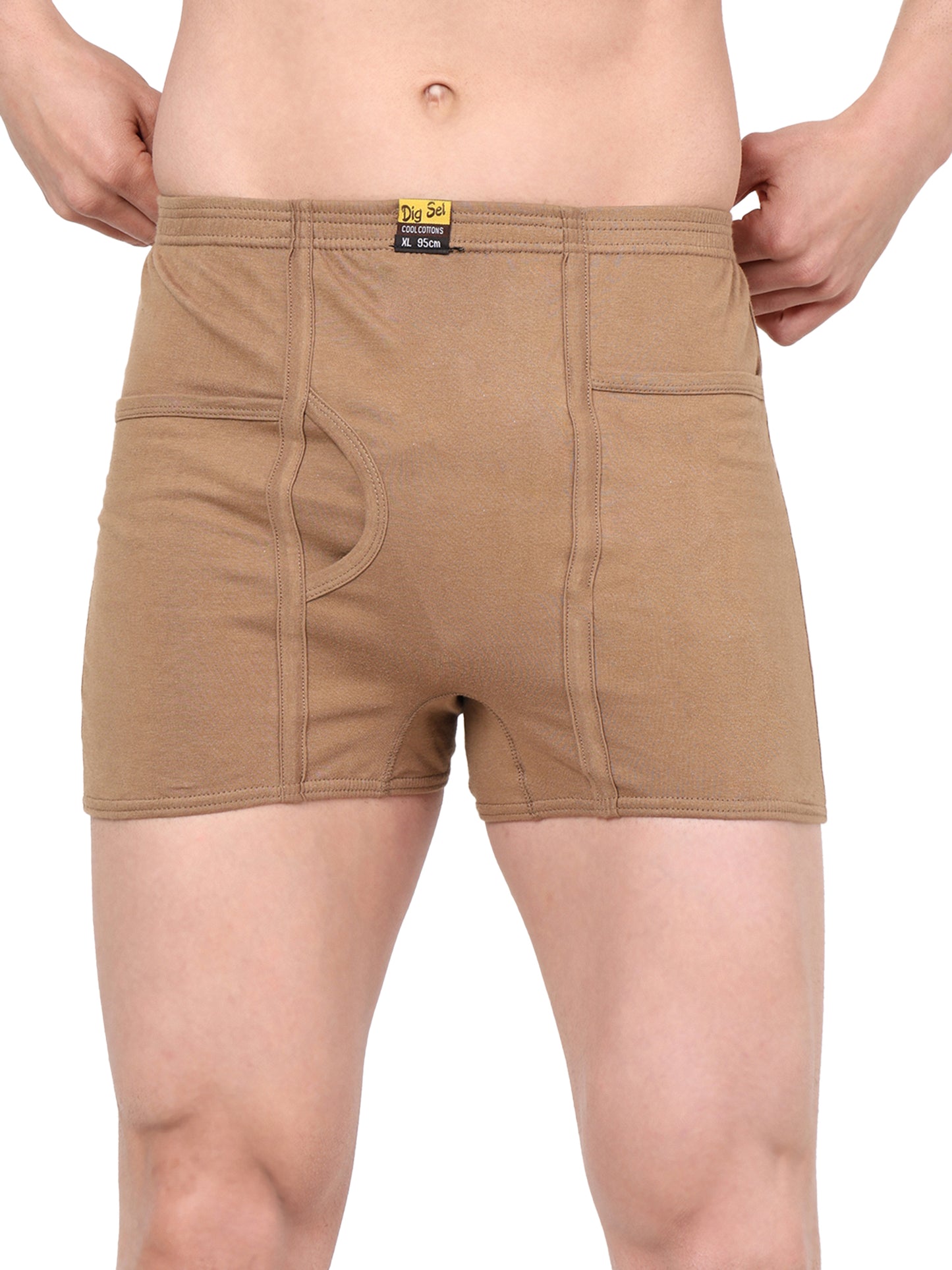 Men 100% Cotton Inner Elastic Pocket Trunk Sandel Brother IE Pack of 2