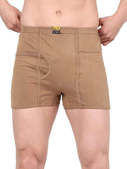Men 100% Cotton Inner Elastic Pocket Trunk Sandel Brother IE Pack of 2