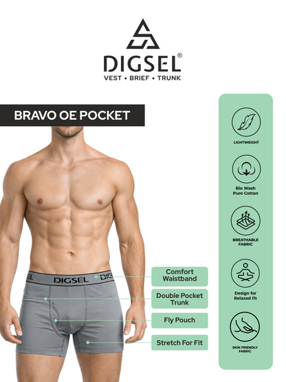 Men 100% Cotton Assorted colour Pocket long Trunks Pack of 5