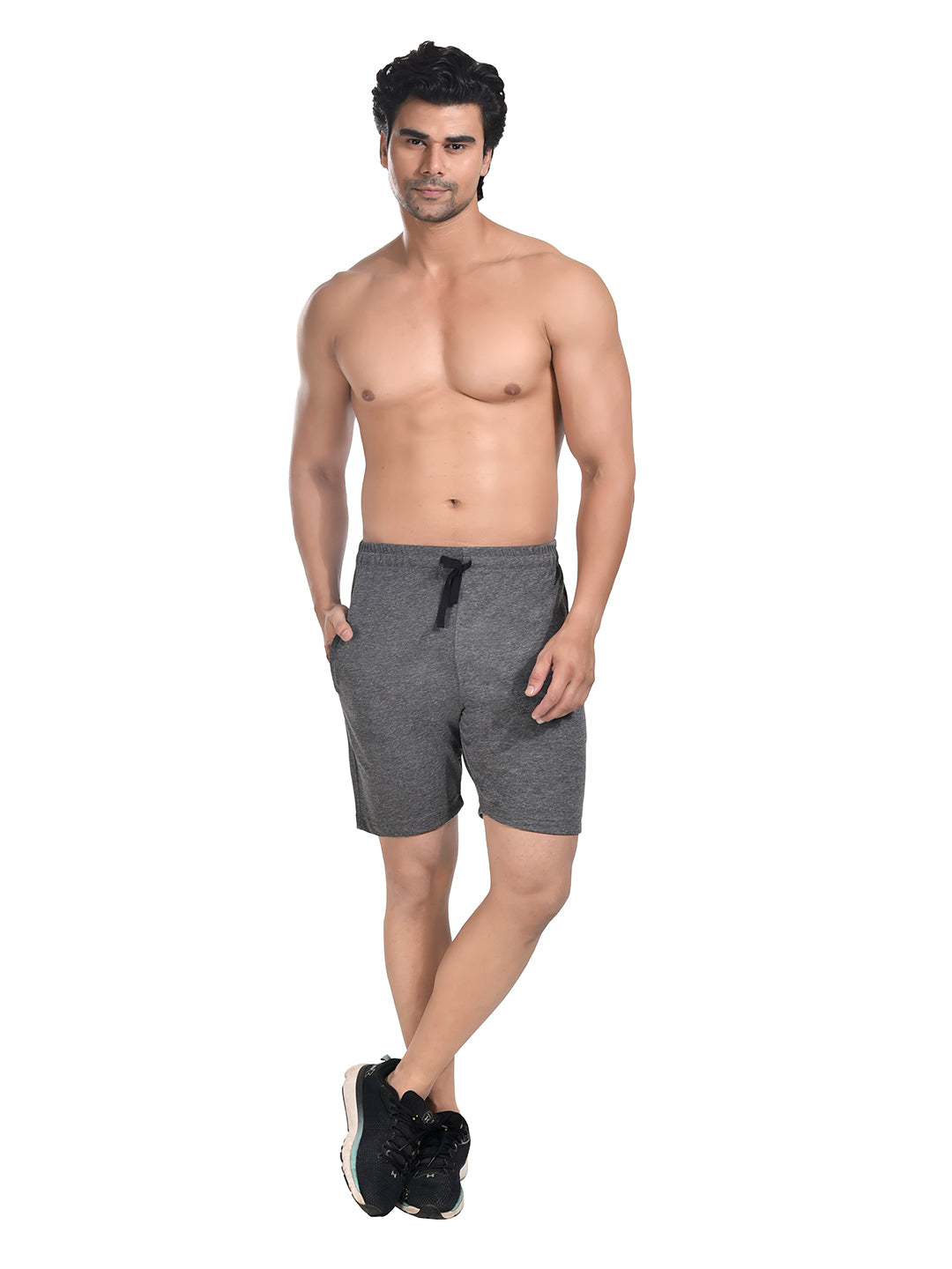 Men 100% Cotton Matty Shorts Grey Melange
