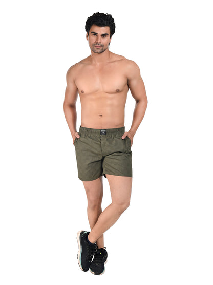 Men Woven Boxer Shorts Green