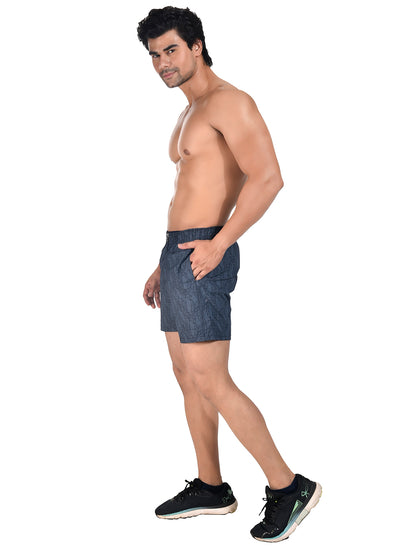 Men Woven Boxer Shorts Navy Leaf