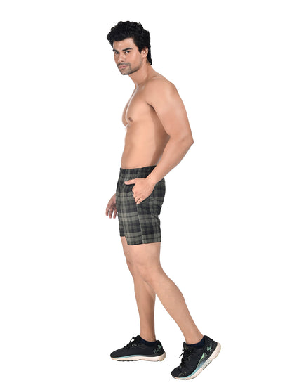 Men Woven Boxer Shorts Green Checked