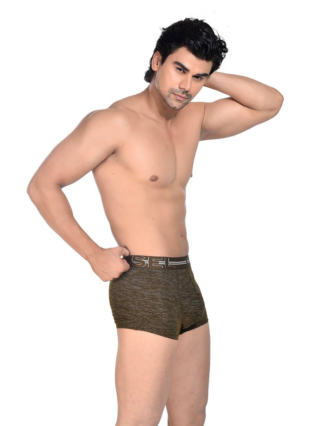Men 100% Cotton Anti Ball Crushing Boxer Brief Brown JAWA