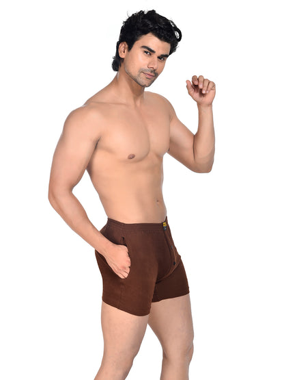Men Colour Knitted Boxer BOSEO Brown