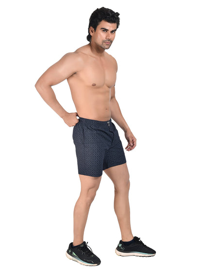 Men Woven Boxer Shorts Navy Diamond