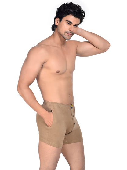 Men Colour Knitted Boxer BOSEO Beige