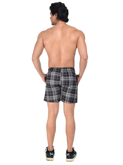 Men Woven Boxer Shorts Black Checked