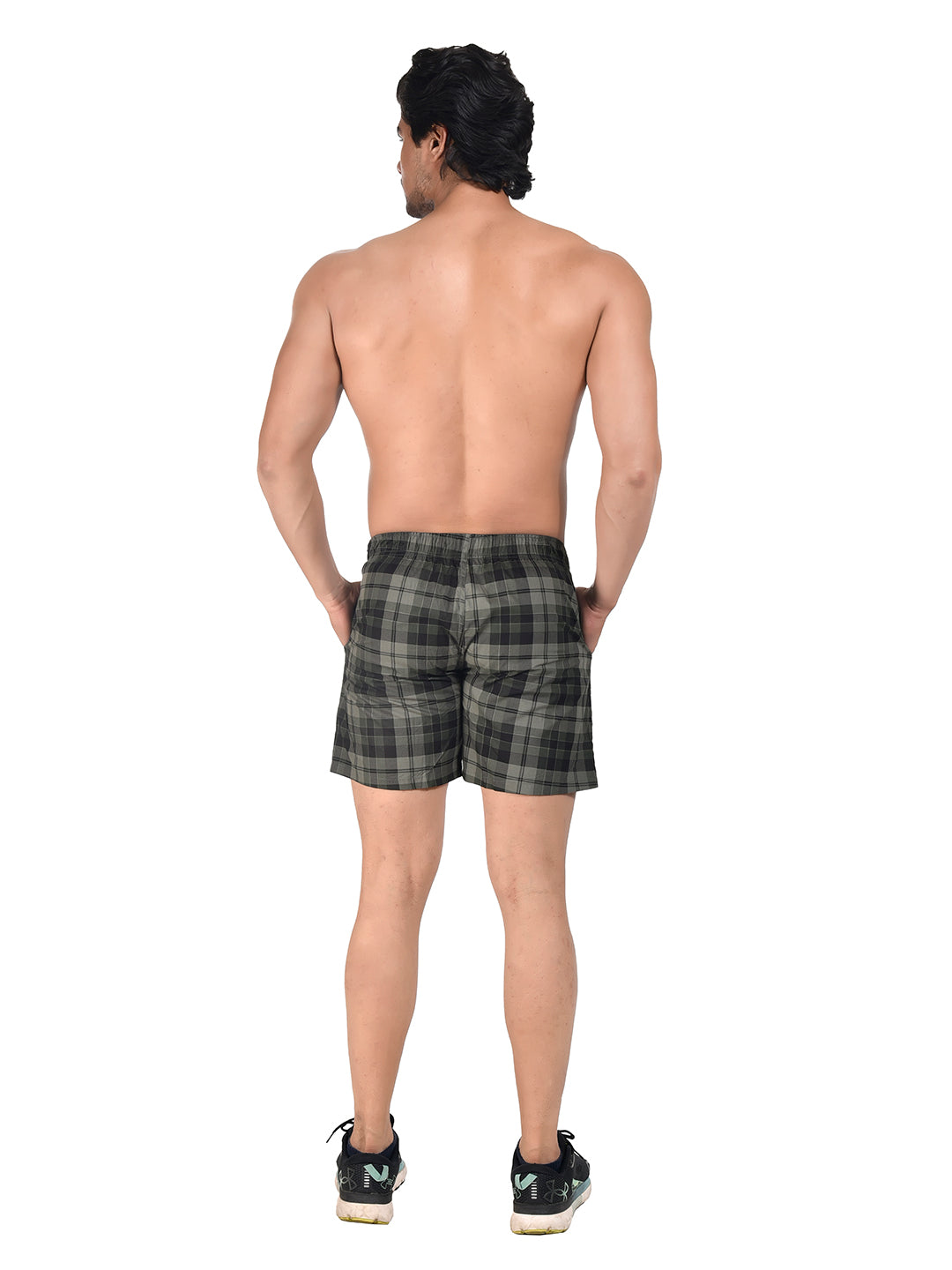 Men Woven Boxer Shorts Green Checked