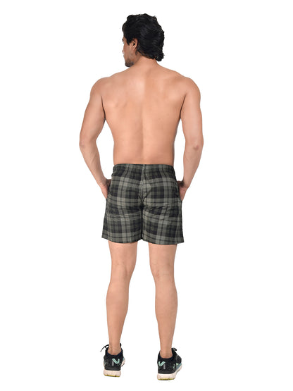 Men Woven Boxer Shorts Green Checked