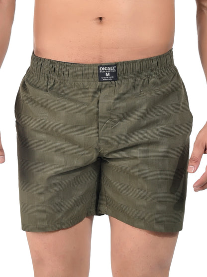 Men Woven Boxer Shorts Green