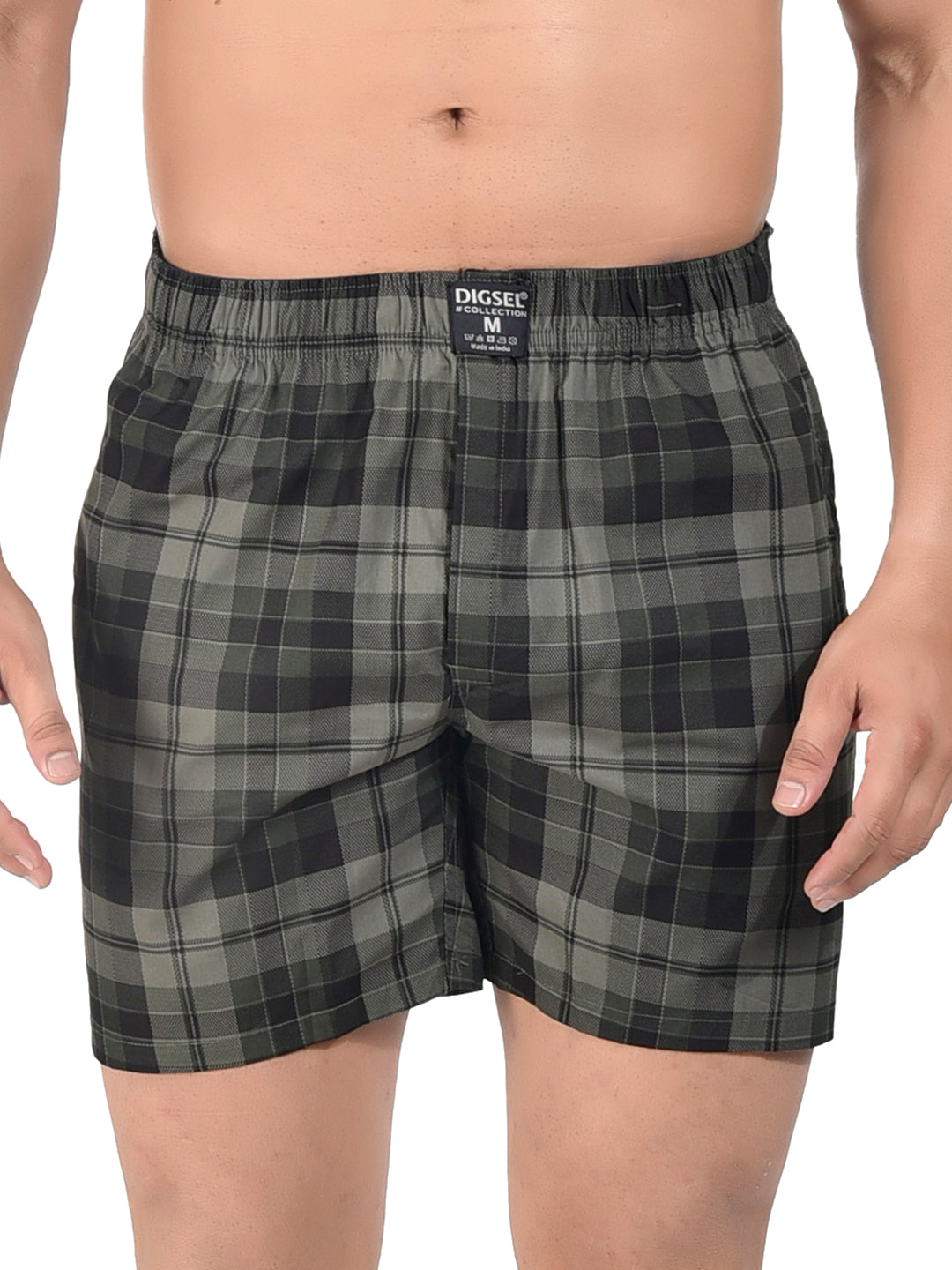 Men Woven Boxer Shorts Green Checked