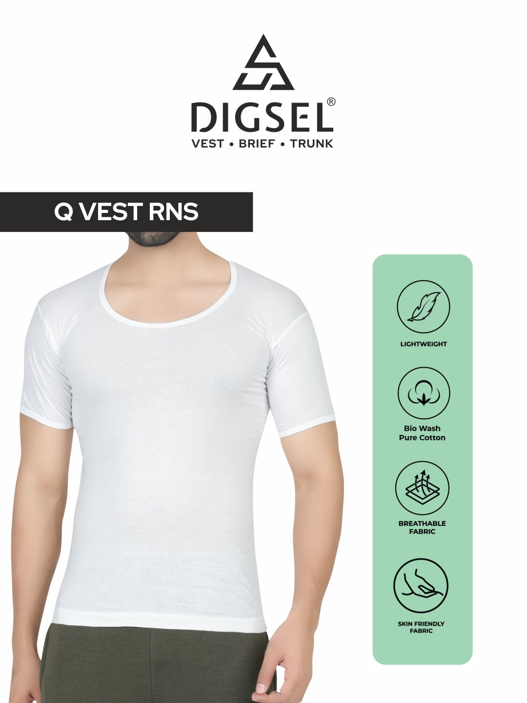 Summer Combo Men white vest_ RNS Pack of 5