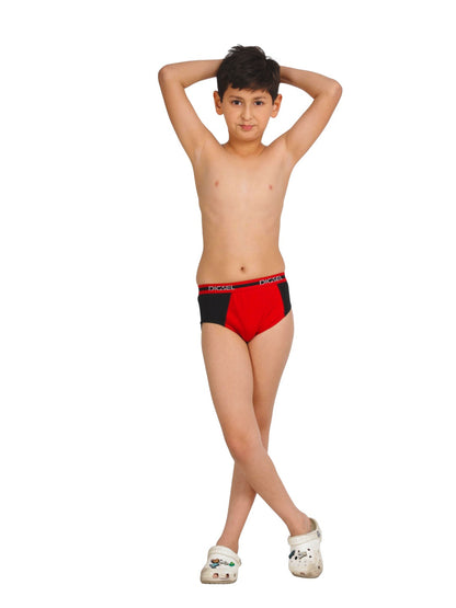 Digsel Boys Combed Cotton Assorted Self Design Brief Pack of 4
