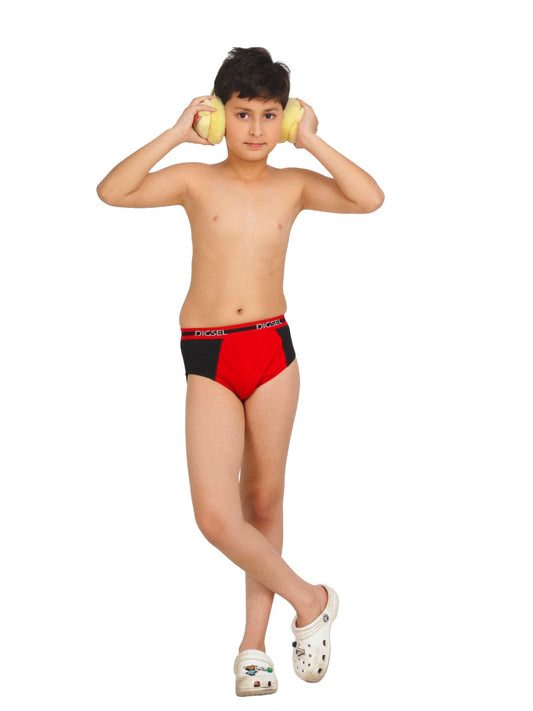 Digsel Boys Combed Cotton Assorted Self Design Brief Pack of 4