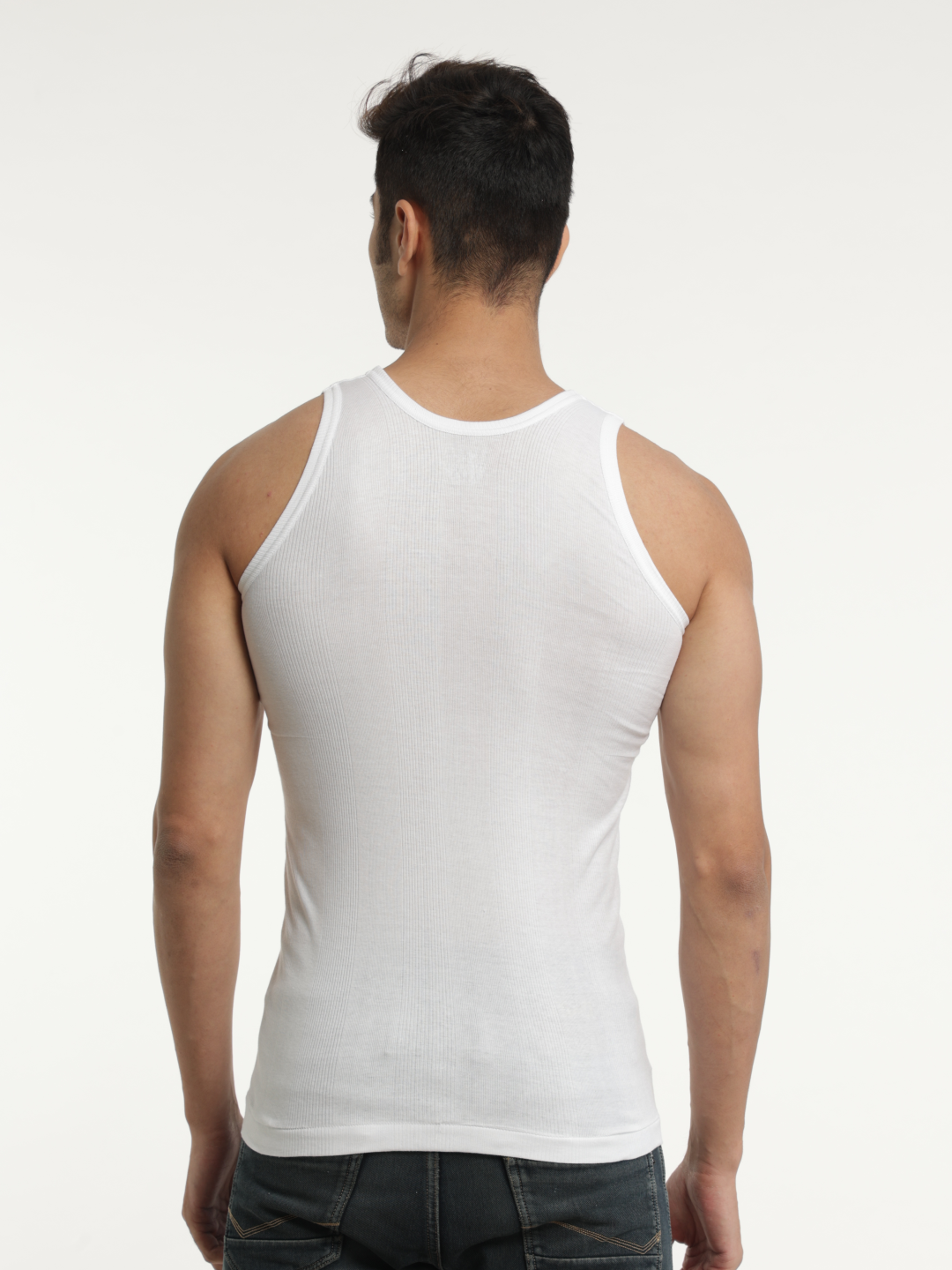 Men 100% Cotton White Rib Fabric Vest Durby- Pack of 2