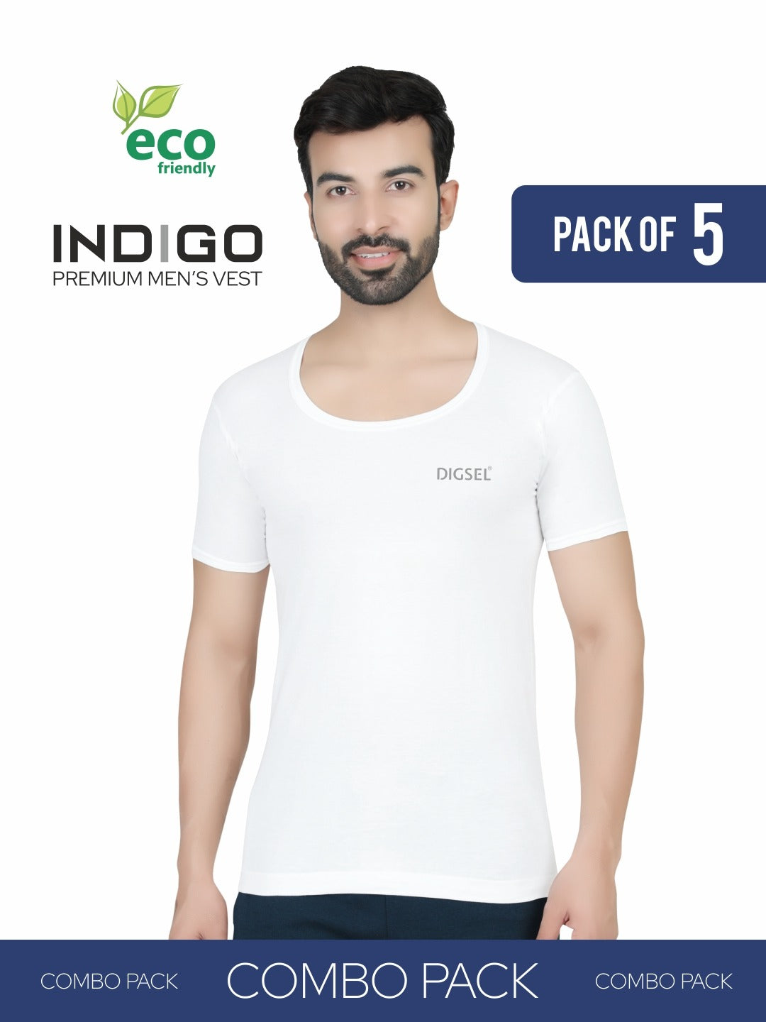 Summer Combo Men white premium vest RNS _ Pack of 5