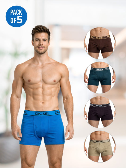 Men 100% Cotton Pocket long Trunks Pack of 5 Combo_4