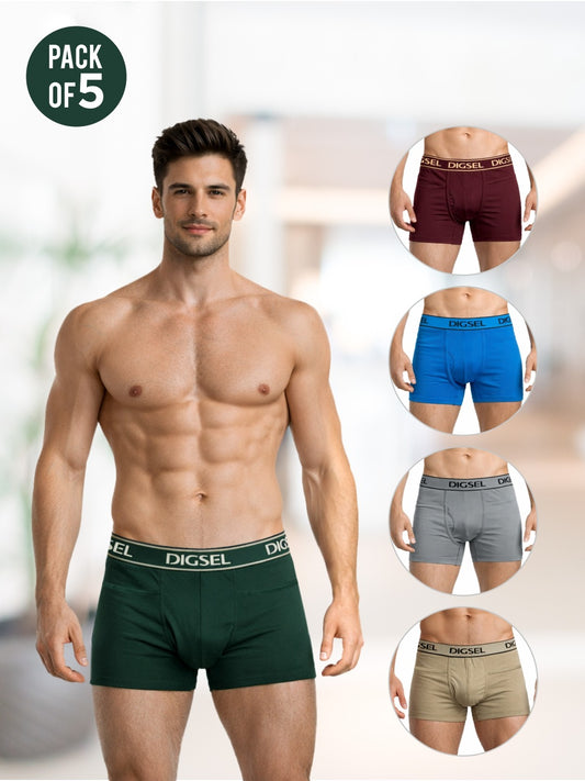 Men 100% Cotton Pocket long Trunks Pack of 5 Combo_2