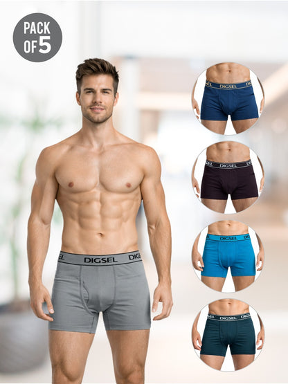 Men 100% Cotton Pocket long Trunks Pack of 5 Combo_3