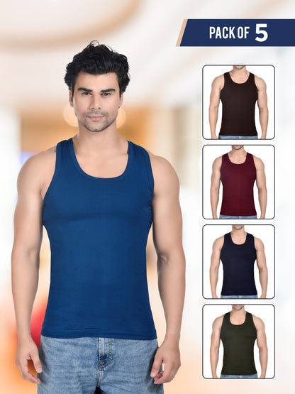 Summer Combo Men Assort Colour RN Vest_ Pack of 5 Combo_3