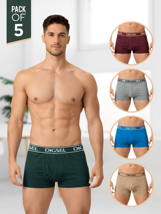 Men 100% Cotton without Pocket Mini Trunks Pack of 5 Combo_1