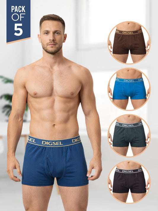 Men 100% Cotton without Pocket Mini Trunks Pack of 5 Combo_2