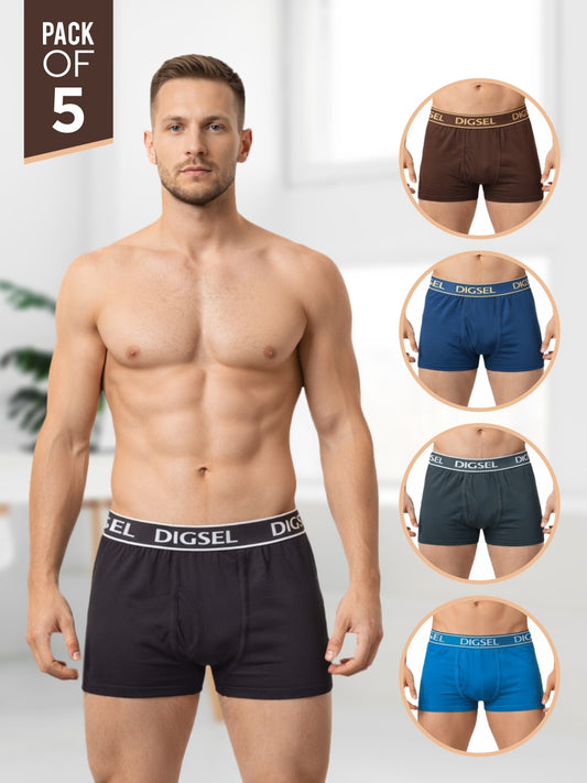 Men 100% Cotton without Pocket Mini Trunks Pack of 5 Combo_3