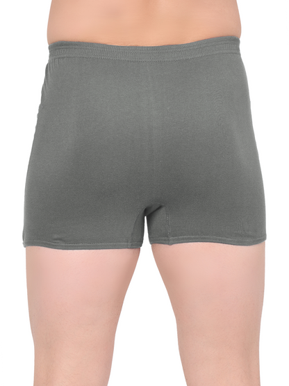 Men 100% Cotton Inner Elastic Pocket Trunk Grey Brother IE Pack of 2