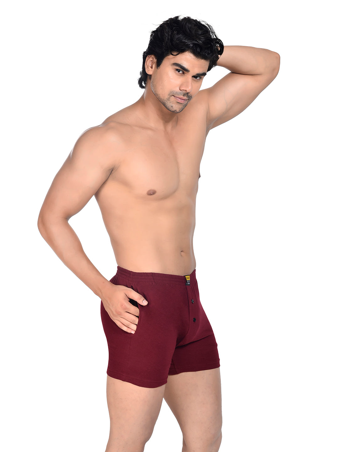 Men Colour Knitted Boxer BOSEO Cherry Red